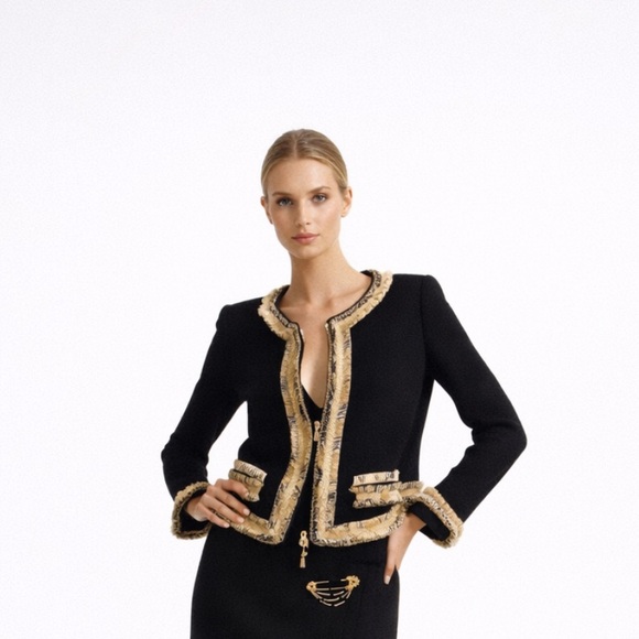 St. John Jackets & Blazers - St. John Tweed Knit Jacket Gold Black